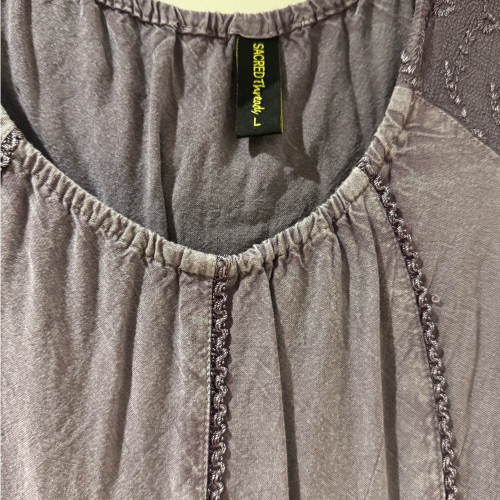 Bohemian Embroidered Scoop Neck Top in Dusty Lavender - Picture 6 of 10